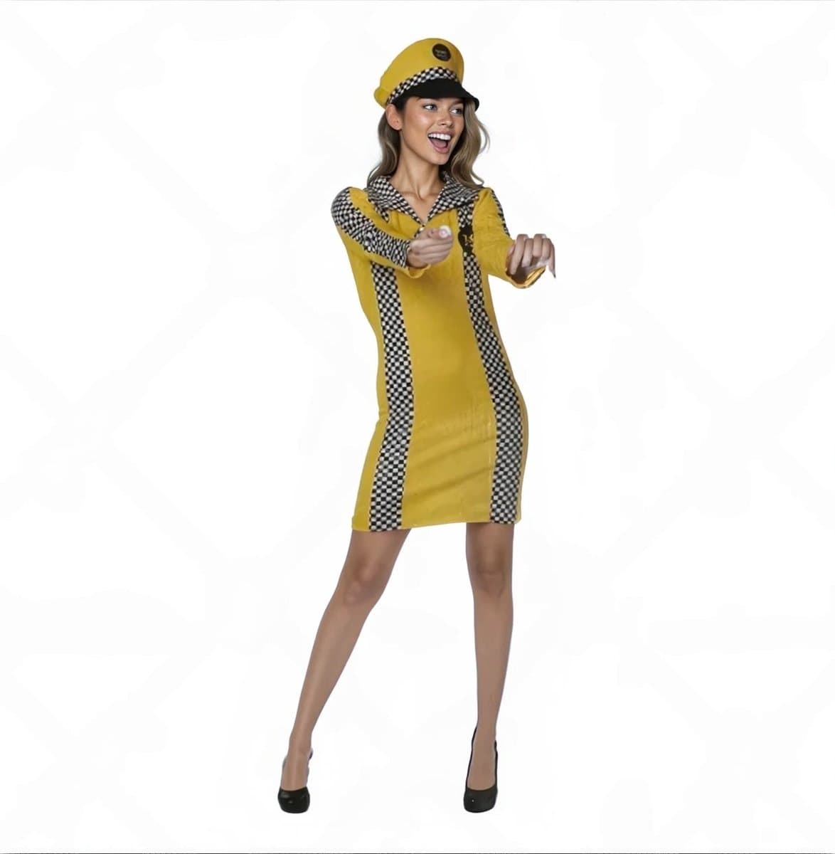 Sexy Taxi Chauffeur Outfit voor Vrouwen – Mini-jurk met Pet – Rolspel Kostuum - Maat L — afbeelding 1