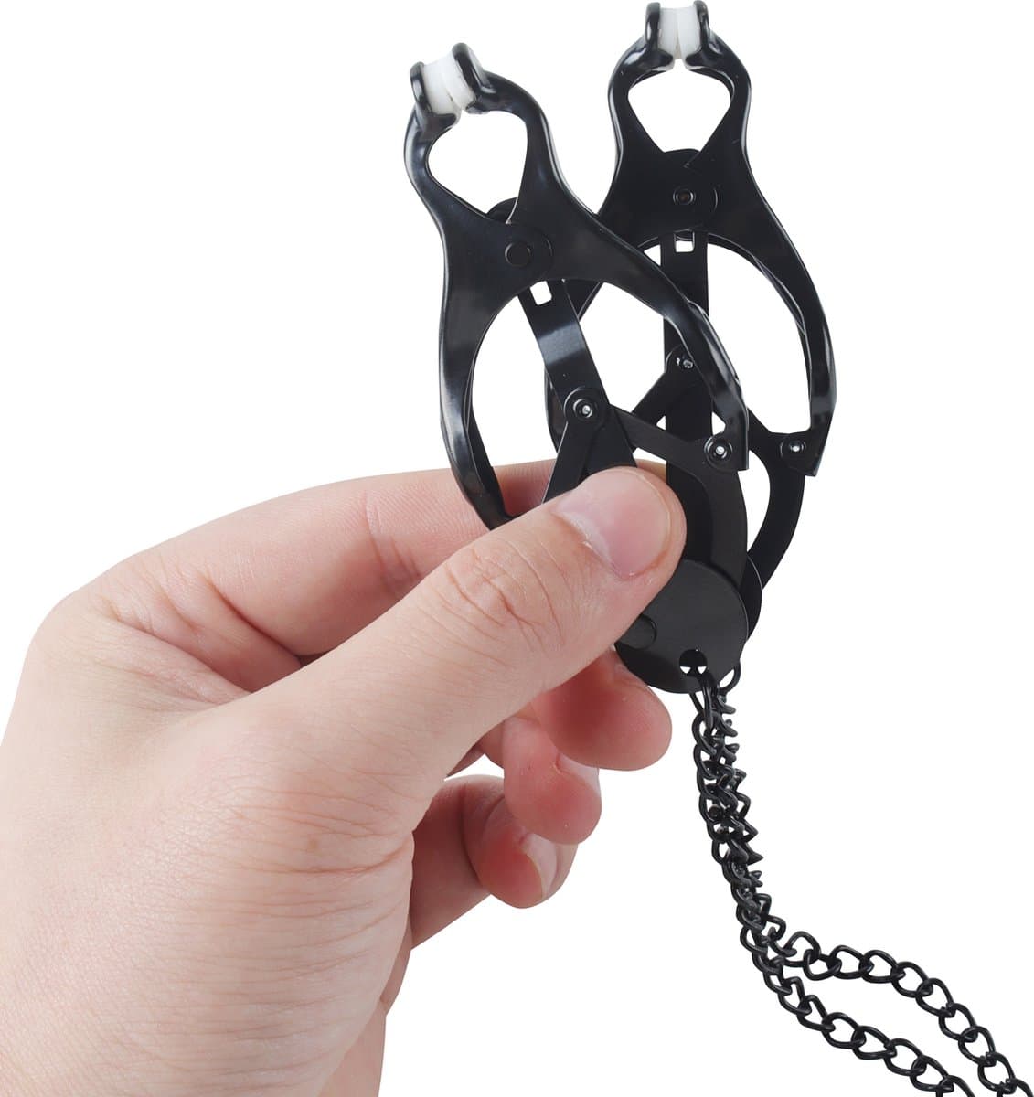 Banoch | Pinces de M. Noir | Clover Clamps - tepelklemmen zwart met ketting — afbeelding 1