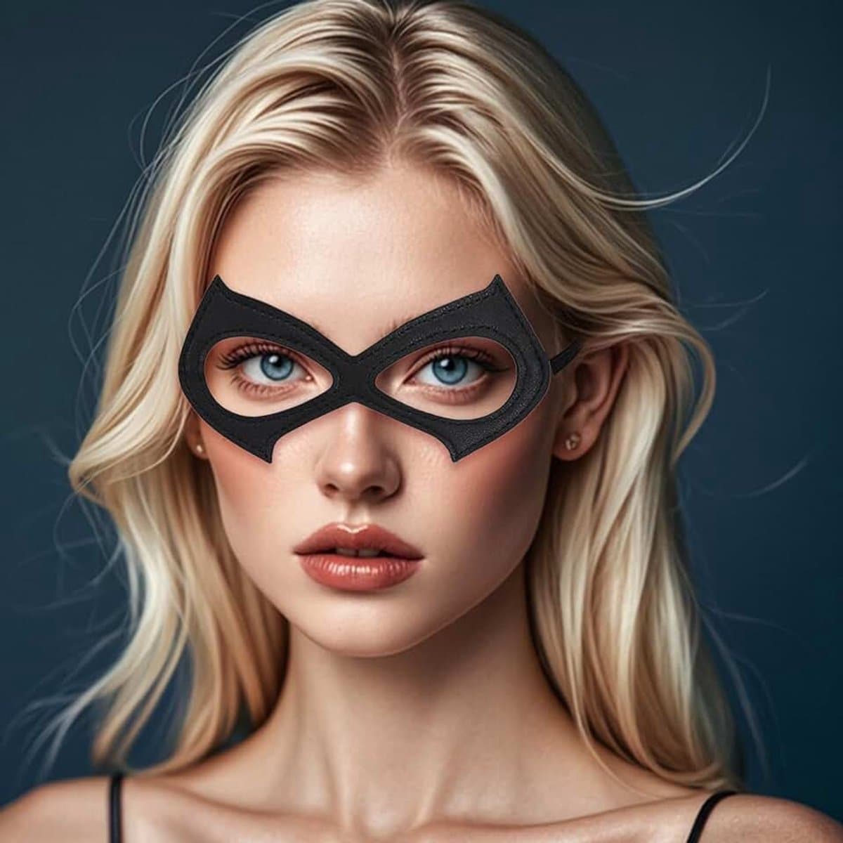 Masker, kattenmasker, zwart kattenmasker, half gezicht, kat, Catwoman kostuum, kitten, leren masker voor dames, vrouwen, meisjes, cosplay, masker voor carnaval, Halloween, party, bal — afbeelding 1