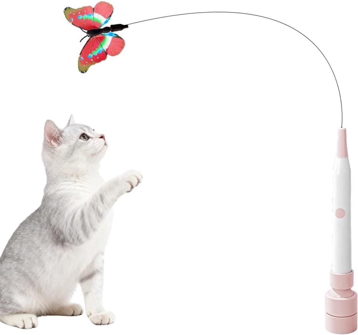 kattenspeelgoed, kattenspeelgoed, kattenhengel met zuignappen, 360 graden draaibaar, kattenspeelgoed, zelfbezigheid, natuurlijk interactief kattenspeelgoed voor katten (roze en — afbeelding 1
