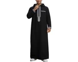 Thobe Kaftan voor heren, moslim, islamitisch gewaad met lange mouwen, Arabisch, Djellaba, Marokkaanse stijl, met capuchon, A9