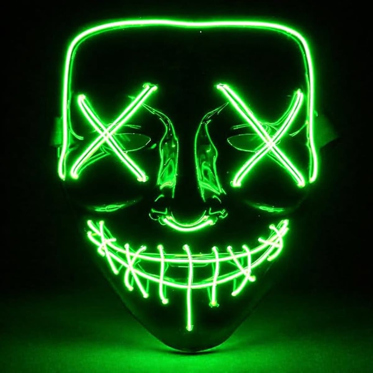 LED Halloween-masker in Purge-stijl, regelbare verlichting en oplichtend gezicht – Kostuum voor heren en dames voor Halloween, carnaval en verkleedfeesten (kleurenkeuze) — afbeelding 1