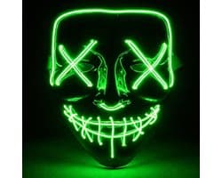 LED Halloween-masker in Purge-stijl, regelbare verlichting en oplichtend gezicht – Kostuum voor heren en dames voor Halloween, carnaval en verkleedfeesten (kleurenkeuze)