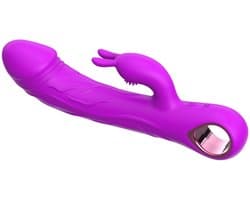 Luxe Konijnen Vibrator - Oplaadbare G-Spot & Klitoris Massager - Dual Stimulatie Seksspeeltje met Magnetisch Opladen - Waterdichte Vibrator - Fluisterstil & Huidvriendelijk Siliconen - 22.5cm - Roze