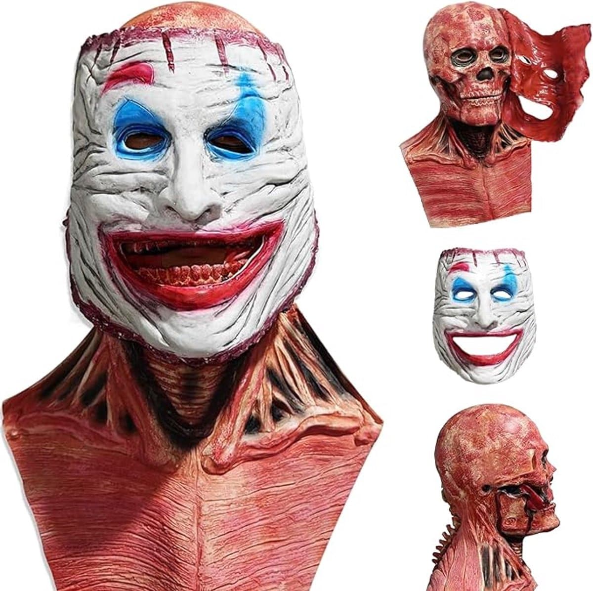 Dubbellaags halloween masker, Halloween horror masker, skelet en halloween clown masker, Halloween latex maskers voor heren, dames en volwassenen — afbeelding 1
