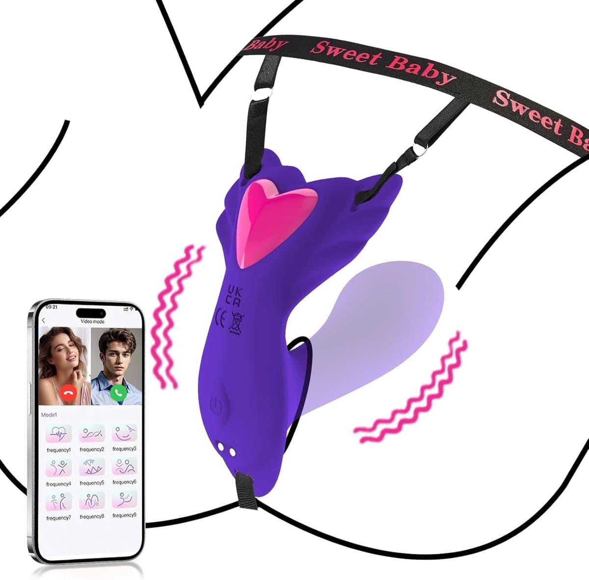 Daity Panty Wearable Vibrator Insert Dildo – G-Spot & Clitoris Stimulator, Fluisterstille Dubbele Motor, APP Control – Intiem Comfort Sex Toy voor Vrouwen – Paars — afbeelding 1