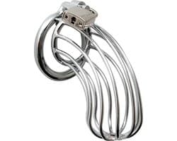 Rimba Bondage Play - Kuisheidskooi - Verchroomde Metalen Peniskooi Met Hangslot - Gaasvormig - One Size