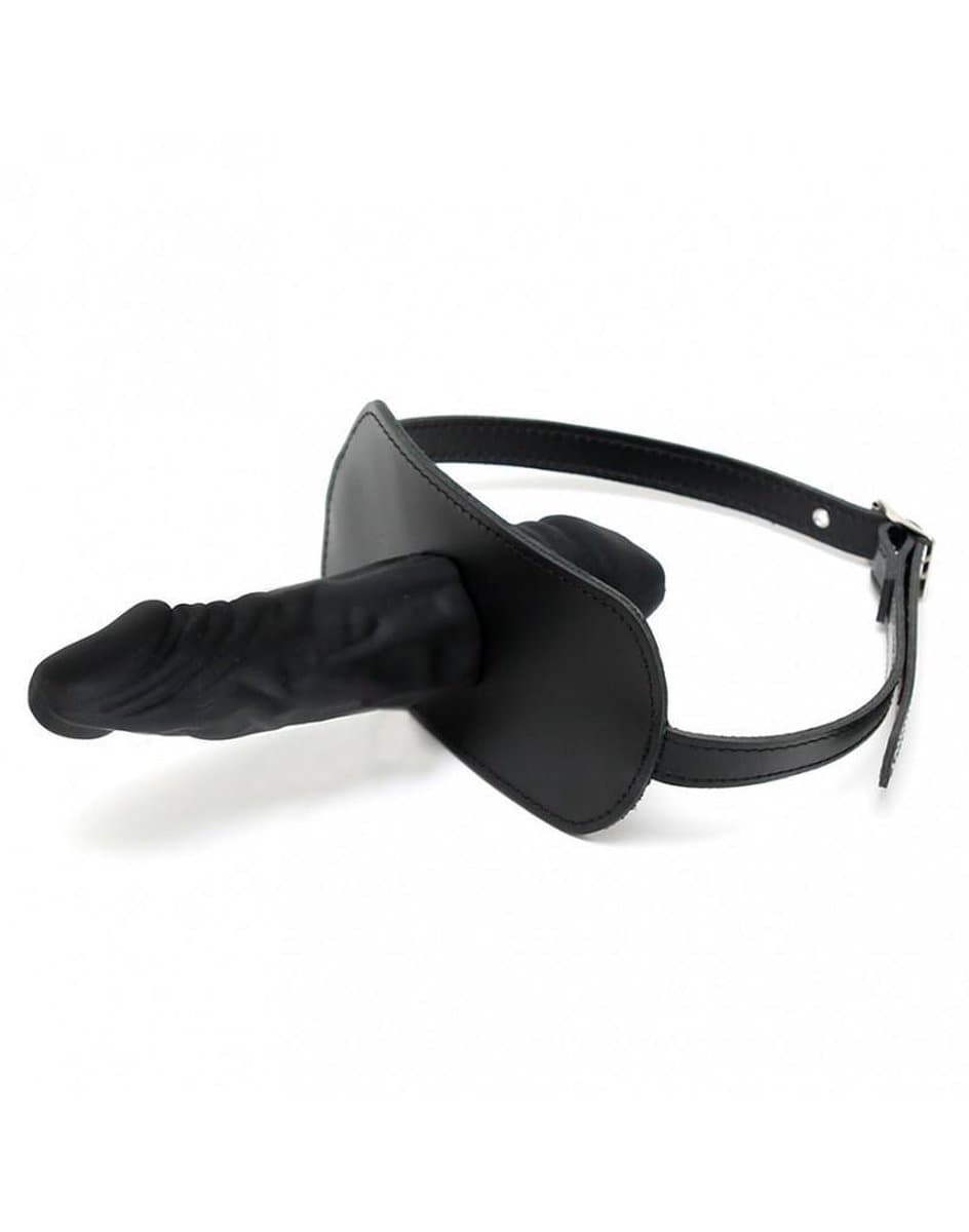 Rimba - Gag - Mondknevel Met latex dildo aan Binnenkant (4 x 6 cm) En buitenkant (4 x 13 cm) — afbeelding 1