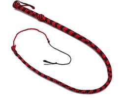 Kiotos - Nylon Bullwhip - Zwart/Rood - 120 cm