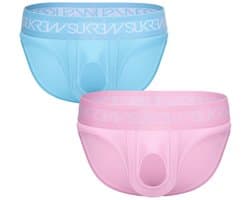 SUKREW U-Style Brief Multipack 1x Breeze Blue + 1x Summer Pink - MAAT XXL - Erotisch Heren Ondergoed - Slip voor Man - Sexy mannen Slip