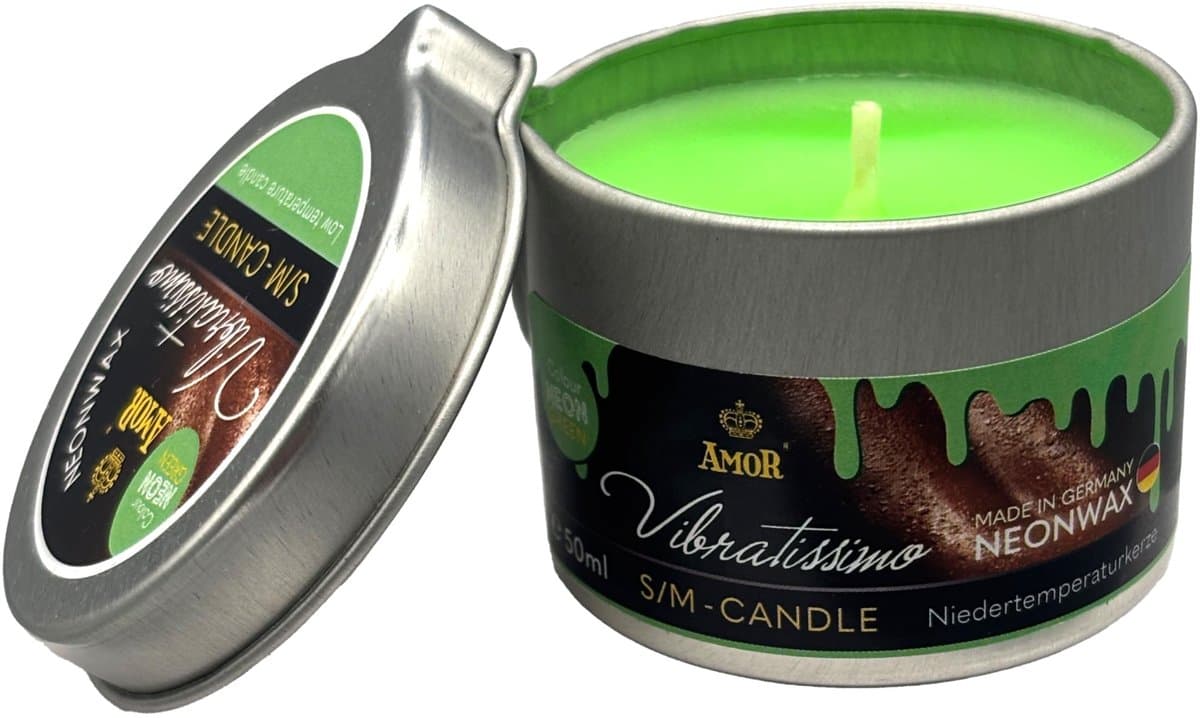 VIBRATISSIMO S/M CandleNeon Green 50 ml I Lage Temperatuur I Wax Geurloos I Druppel voor Erotische Spelen I voor Koppels — afbeelding 1