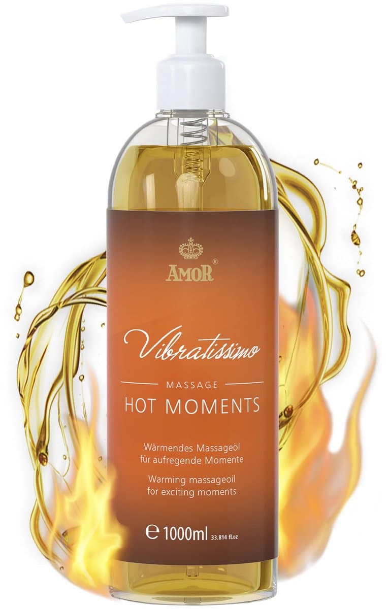 Vibratissimo 'Hot Moments': verwarmende, verzachtende massageolie, liefdesolie, erotische liefdesolie, 1000 ml — afbeelding 1