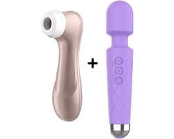 Satisfyer Pro 2 + Ivy Lux Wand Massager – Luchtdruk Vibrator & Clitoris Stimulator – 2-in-1 Seksspeeltjes Set voor Vrouwen – Waterdicht & Fluisterstil