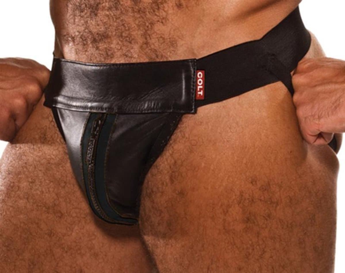 Colt Leather Zip Jock - Black — afbeelding 1