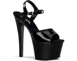 Pleaser - SKY-309 Sandaal met enkelband, Paaldans schoenen - Paaldans schoenen - 37 Shoes - Zwart