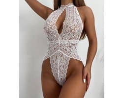 Teddy-Kant-Wit-Dames-Opwindend-Vrouwen-Sexy-Halter-Doorschijnend-Goedkoop-Lingerie