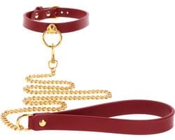 Luxe Bondage Halsband met Ketting - O-Ring Collar and Chain Leash voor BDSM - SM Halsband met Lijn - Gemaakt van PU-Leer en Nikkelvrij Metaal - Seksspeeltje - Sex Toy voor hem en haar - Kinky Speeltje