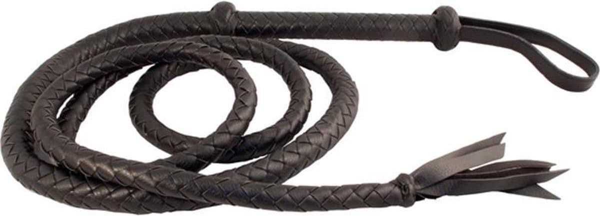 Arabische zweep 250 cm - leer - nylon - zwart — afbeelding 1