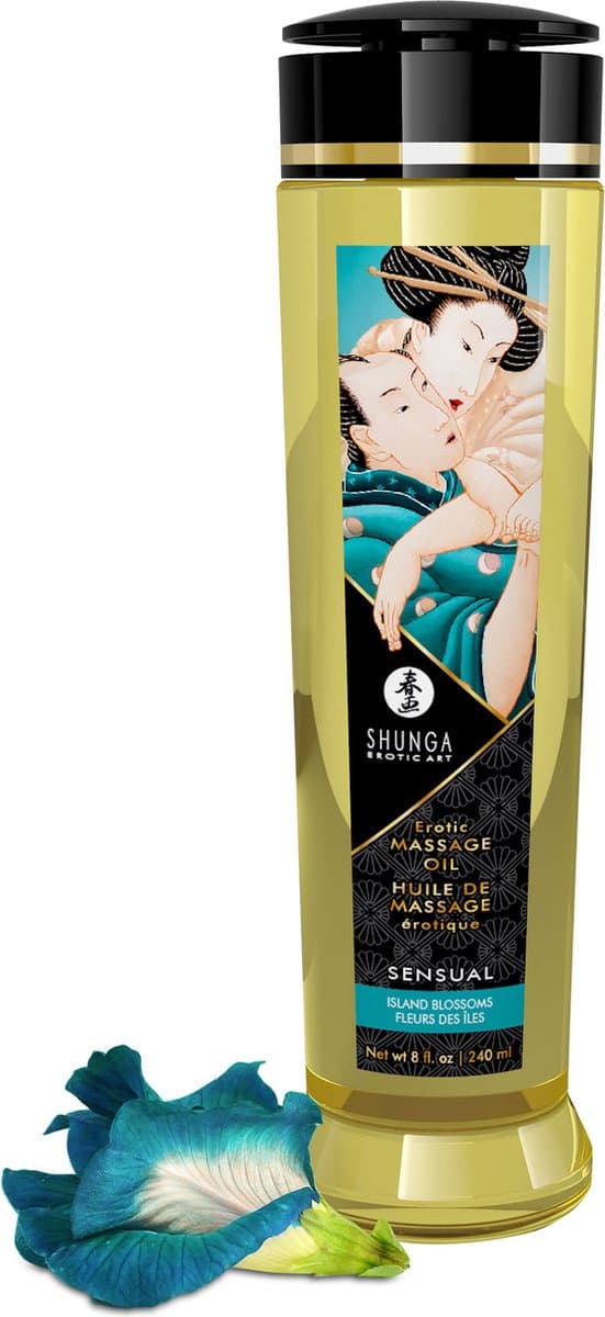 Shunga - Massageolie - Sensual Island Flowers - 240 ml — afbeelding 1