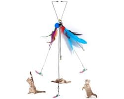 3 stuks hangende kattenspeelgoedset, stuiterend muisveren speelgoed met bel, grappig kattenspeelgoed voor huisdieren