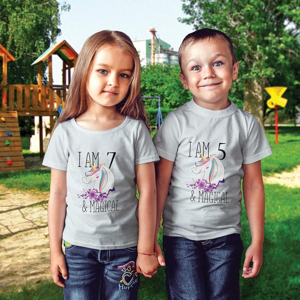 Gepersonaliseerd Eenhoorn T-shirt voor Kinderen - Vier Je Magische Verjaardag — afbeelding 1