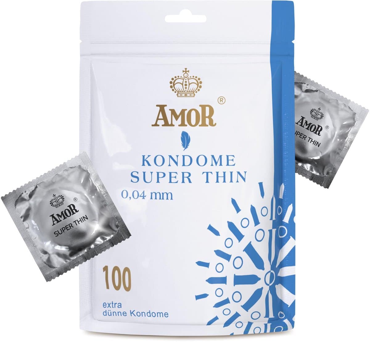 AMOR premium Thin Condooms, extra dunne, 0.04 mm, Ø 53 mm, 100 stuks — afbeelding 1