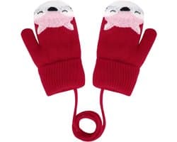 wanten voor baby's en peuters, gebreide handschoenen voor 1, 2, 3, 4, 5, 6 jaar, jongens en meisjes, winter, warme gebreide handschoenen met koord, fleece binnenvoering