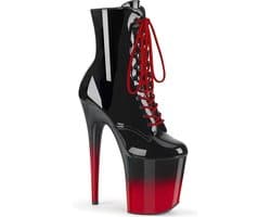Pleaser - FLAMINGO1020BRH Plateau Laarzen, Paaldans schoenen - Paaldans schoenen - 42 shoes - Zwart/Rood