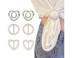 6 stuks Sjaalring Klem, Parelensjaal Ringklemmen, Ronde T-shirt Dasringen, Modieuze Metaal Kledingklem voor Dameskleding, Decoratieve Kledingaccessoires