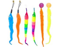 6 stuks magische wormen speelgoed, magische wormen, interactief kattenspeelgoed, grappig kattenspeelgoed, springbal, grappig interactief kattenspeelgoed, verschillende kleuren (B)
