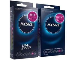 MY.SIZE Mix SET Maat 6, 64 mm: 10 Classic + 10 Condooms in 4 spannende soorten, met aroma, kleur, genopt & Classic