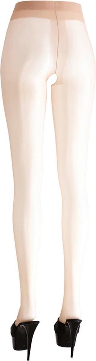 Cottelli Collection – Erotische Panty met Satijnen Glans en Open Kruis voor Ondeugend Plezier – Maat M – beigeig — afbeelding 1