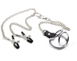 Smart Moves - Nipple Clamps with Cock Rings M silver