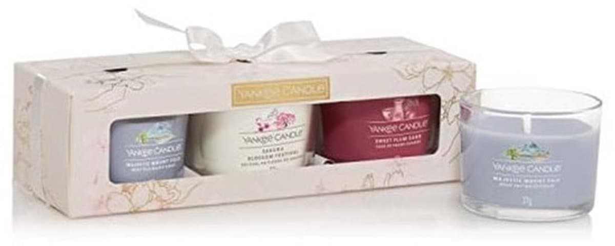 Cadeau Geschenkset met 3 Geurende Votiefkaarsen | Sakura Blossom Festival Collectie — afbeelding 1
