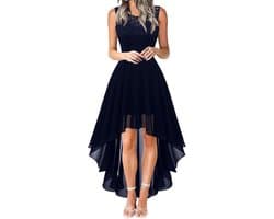 Dames Jurk - Avondkleding Feestjurk - Bruiloft Gast - Elegante Kant - Lange Pasvorm - Zwart