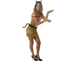 Verleidelijke Panter Verkleedset – Sexy Jurk met Oortjes & Staart – Maat S