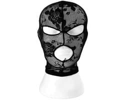 Dames BDSM Masker - Bivakmuts - Doorschijnend - Bloemen - Zwart - Erotisch