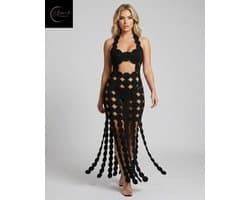 Luxe Festival Jurk –Dare to Undress –Erotische Jurk – Sexy Jurk Dames – Zwarte Maxi Dress – Kinky Outfit – Sexy Lingerie Accessoire – Clubwear – Wasteland, Crazyland, BITCH, Madam Homard, Boudoir Nocturne – Lingerie Erotisch – Sexy Lingerie – S, M, L