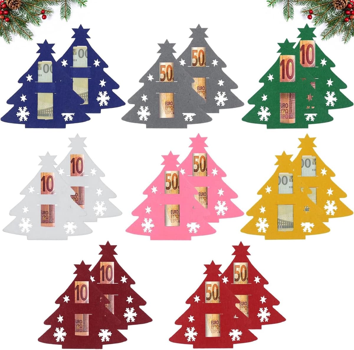 16 stuks kerstboom, vilt, geldcadeau, kerstcadeauverpakking, kerstboom, vilt, verpakking, kerstdecoratie, om geld cadeau te geven — afbeelding 1