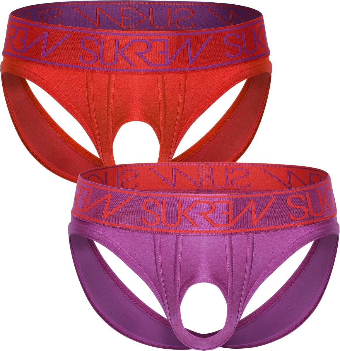 SUKREW U-Style V-Brief Multipack 1x Vermilion + 1x Eminence - MAAT S - Erotisch Heren Ondergoed - Slip voor Man - Sexy mannen Slip — afbeelding 1