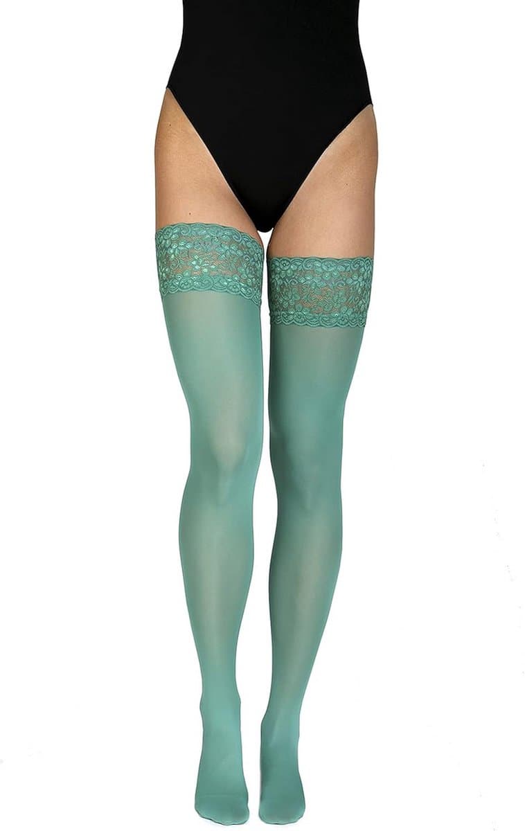 Hold-up Kousen voor Dames 60 Denier Microfiber met Kant en Siliconen Anti-slip Band — afbeelding 1