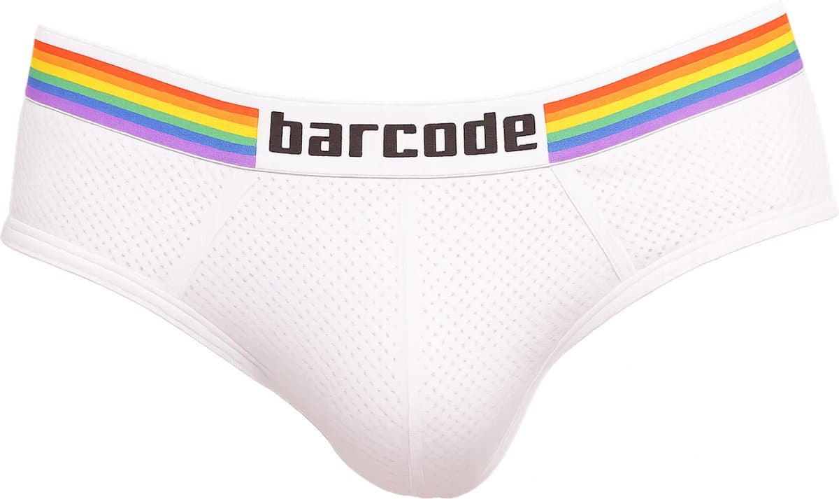 Barcode Berlin Backless Brief Pride White - MAAT XXL - Erotisch Heren Ondergoed - Slip voor Man - Sexy mannen Slip — afbeelding 1