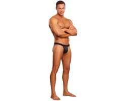 Micro G-String with Red Cockring - L/XL - Black