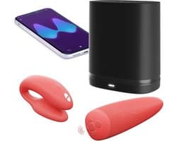 WE-VIBE Chorus Paar-Vibrator voor clitoris- en G-spotstimulatie met Squeeze Remote, opzetvibrator voor haar en hem, 100% waterdicht, haptische afstandsbediening, app-bediening