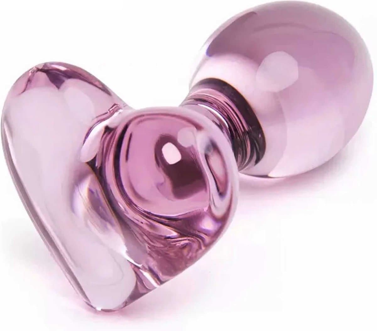 Glazen Roze Hartjes Buttplug - 8.5 CM - Glas - Anaal - Plug - Anus — afbeelding 1