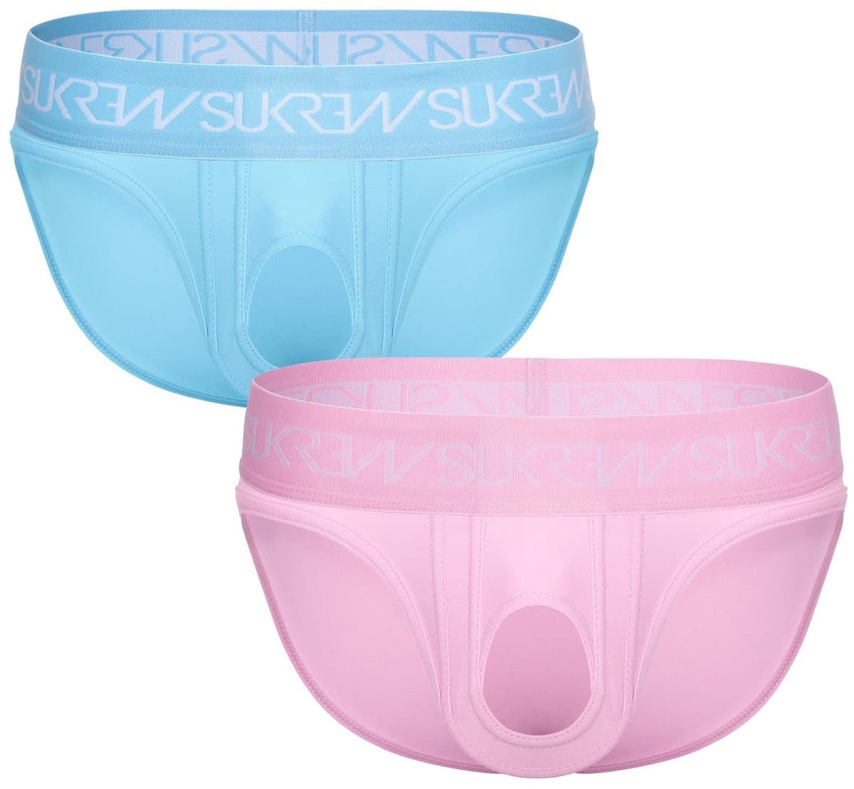 SUKREW U-Style Brief Multipack 1x Breeze Blue + 1x Summer Pink - MAAT M - Erotisch Heren Ondergoed - Slip voor Man - Sexy mannen Slip — afbeelding 1