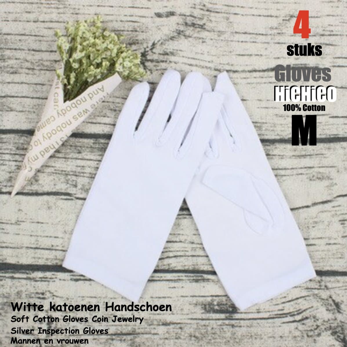 Dames handschoenen Wit maat ML 4stuks – 2paar Vrouwelijke Beschermende Handschoenen maat ML voor vrouwen - Gezondheidszorg – Jewelry - eczeem / allergie / handcreme - juweliers / munt handschoen - 30% Cotton, 70% Spandex(Viscose) hoge kwaliteit — afbeelding 1