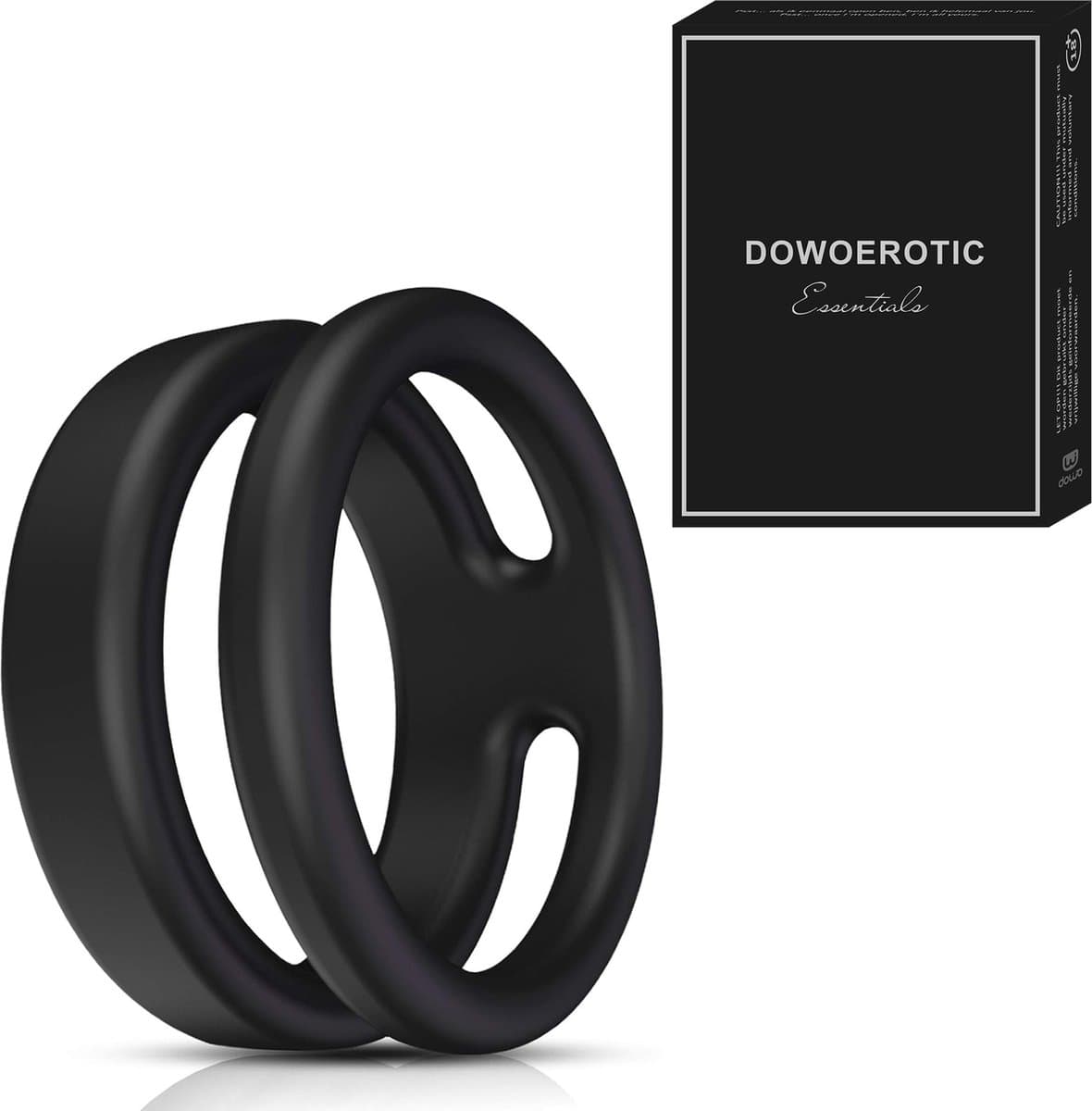 DOWO® - Dubbele Cockring - Penisring - Cock Ring Siliconen – Koppels - BDSM - Sex toys - Seksspeeltje voor Mannen - Zwart — afbeelding 1