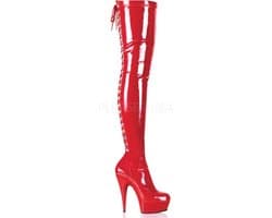EU 42,5 = US 12 | DELIGHT-3063 | 6 Heel, 1 3/4 PF Back Lace Thigh Boot, Side Zip
