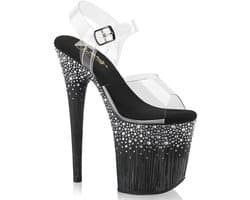 Pleaser - FLAMINGO808SPKL02 Sandaal met enkelband, Paaldans schoenen - US 7 - 37 Shoes - Zwart/Transparant